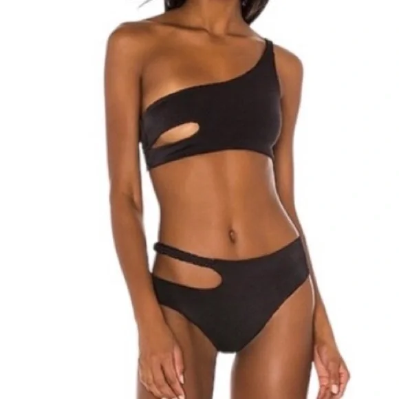 🆕 2pc REVOLVE X JOUES DE SABLE Emmy Cut-Out Bikini Top & Bottom in Noir - Picture 2 of 12